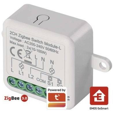 GoSmart modul spínací IP-2104SZ, ZigBee, 2-kanálový (nevyžaduje N vodič) EMOS