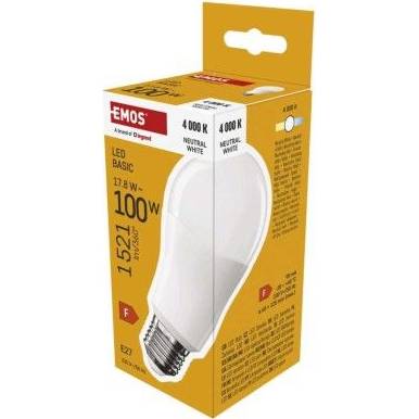 LED žárovka Basic A60 / E27 / 17,8 W (100 W) / 1521 lm / neutrální bílá EMOS