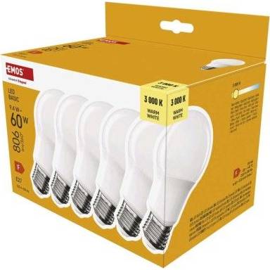 LED žárovka Basic A60 / E27 / 9,4 W (60 W) / 806 lm / teplá bílá EMOS