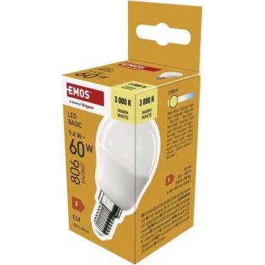 LED žárovka Basic Mini Globe / E14 / 9,4 W (60 W) / 806 lm / teplá bílá EMOS