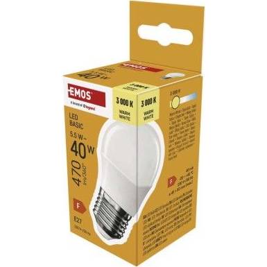 LED žárovka Basic Mini Globe / E27 / 5,5 W (40 W) / 470 lm / teplá bílá EMOS