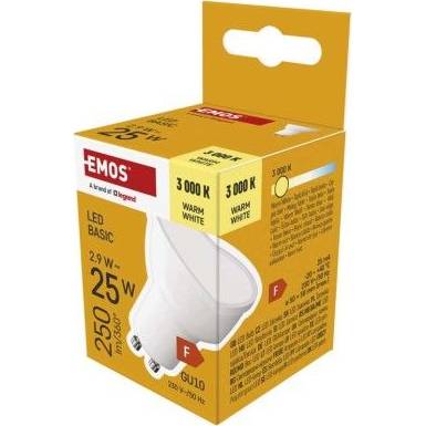 LED žárovka Basic MR16 / GU10 / 2,9 W (25 W) / 250 lm / teplá bílá EMOS