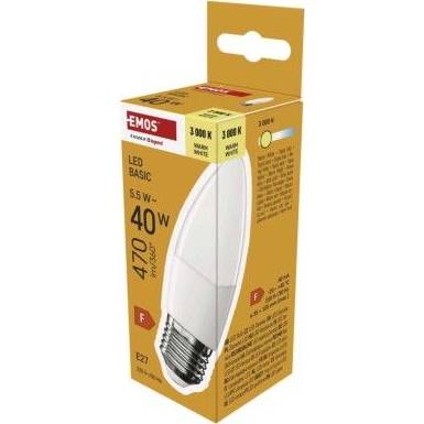 LED žárovka Basic svíčka / E27 / 5,5 W (40 W) / 470 lm / teplá bílá EMOS