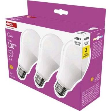 LED žárovka Classic A60 / E27 / 13 W (100 W) / 1521 lm / neutrální bílá EMOS