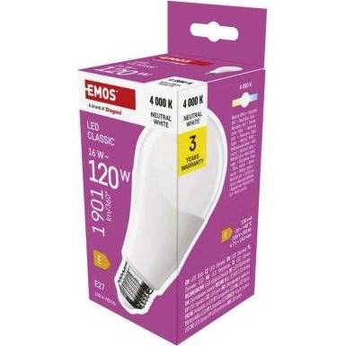 LED žárovka Classic A70 / E27 / 16 W (120 W) / 1901 lm / neutrální bílá EMOS