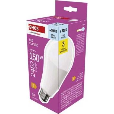 LED žárovka Classic A80 / E27 / 20 W (150 W) / 2452 lm / studená bílá EMOS