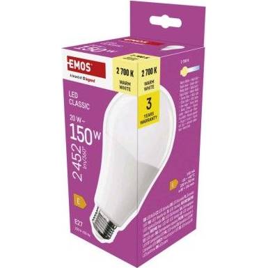 LED žárovka Classic A80 / E27 / 20 W (150 W) / 2452 lm / teplá bílá EMOS