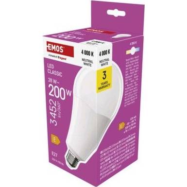 LED žárovka Classic A95 / E27 / 28 W (200 W) / 3452 lm / neutrální bílá EMOS