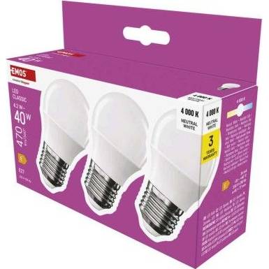 LED žárovka Classic Mini Globe / E27 / 4,2 W (40 W) / 470 lm / neutrální bílá EMOS