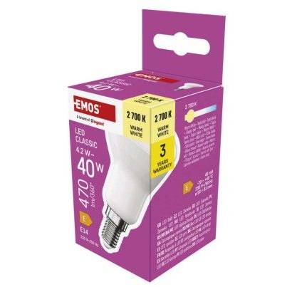 LED žárovka Classic R50 / E14 / 4,2 W (40 W) / 470 lm / teplá bílá EMOS