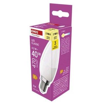 LED žárovka Classic svíčka / E14 / 4,2 W (40 W) / 470 lm / teplá bílá EMOS