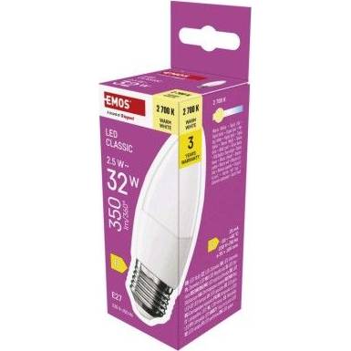 LED žárovka Classic svíčka / E27 / 2,5 W (32 W) / 350 lm / teplá bílá EMOS