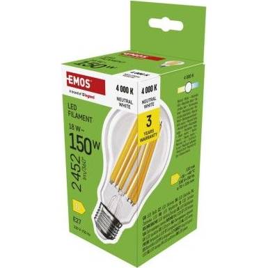 LED žárovka Filament A70 / E27 / 18 W (150 W) / 2452 lm / neutrální bílá EMOS