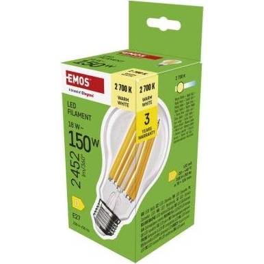 LED žárovka Filament A70 / E27 / 18 W (150 W) / 2452 lm / teplá bílá EMOS