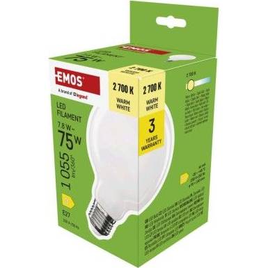 LED žárovka Filament G95 / E27 / 7,8 W (75 W) / 1055 lm / teplá bílá EMOS