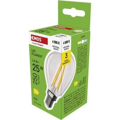 LED žárovka Filament Mini Globe / E14 / 1,8 W (25 W) / 250 lm / neutrální bílá EMOS