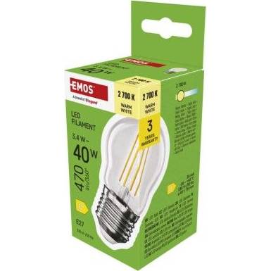 LED žárovka Filament Mini Globe / E27 / 3,4 W (40 W) / 470 lm / teplá bílá EMOS