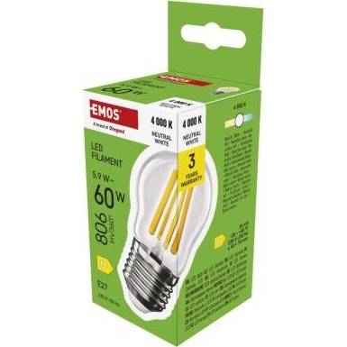 LED žárovka Filament Mini Globe / E27 / 5,9 W (60 W) / 806 lm / neutrální bílá EMOS