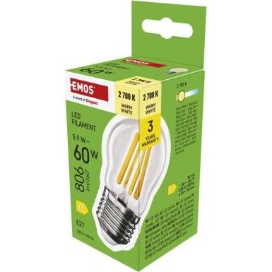 LED žárovka Filament Mini Globe / E27 / 5,9 W (60 W) / 806 lm / teplá bílá EMOS