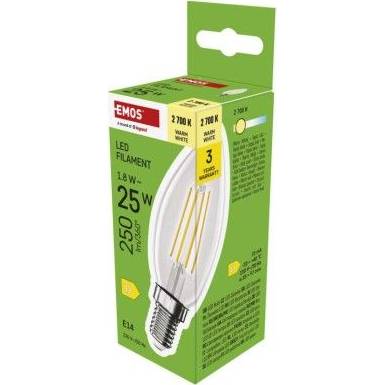 LED žárovka Filament svíčka / E14 / 1,8 W (25 W) / 250 lm / teplá bílá EMOS