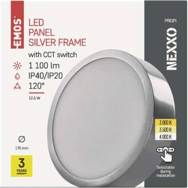 LED přisazené svítidlo NEXXO, kruhové, stříbrné, 12,5W, se změnou CCT EMOS Lighting