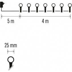 LED světelný cherry řetěz – kuličky 2,5 cm, 4 m, venkovní i vnitřní, teplá bílá, časovač EMOS Lighting
