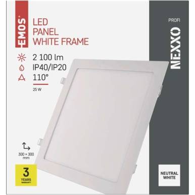 LED vestavné svítidlo NEXXO, čtvercové, bílé, 25W, neutrální bílá EMOS Lighting