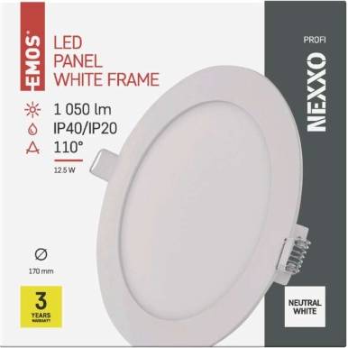 LED vestavné svítidlo NEXXO, kruhové, bílé, 12,5W, neutrální bílá EMOS Lighting