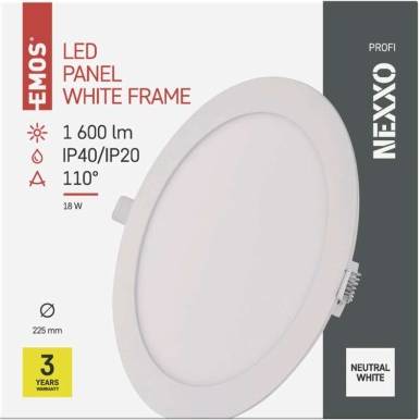 LED vestavné svítidlo NEXXO, kruhové, bílé, 18W, neutrální bílá EMOS Lighting