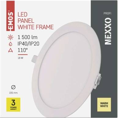 LED vestavné svítidlo NEXXO, kruhové, bílé, 18W, teplá bílá EMOS Lighting