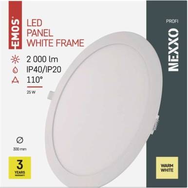 LED vestavné svítidlo NEXXO, kruhové, bílé, 25W, teplá bílá EMOS Lighting