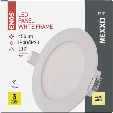 LED vestavné svítidlo NEXXO, kruhové, bílé, 7W, teplá bílá EMOS Lighting