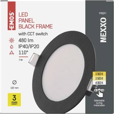 LED vestavné svítidlo NEXXO, kruhové, černé, 7W, se změnou CCT EMOS Lighting