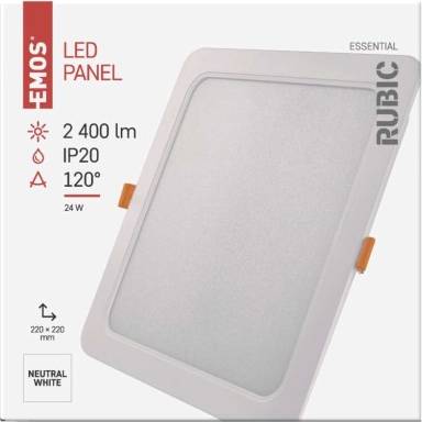 LED vestavné svítidlo RUBIC, čtvercové, 24W neutrální bílá EMOS Lighting