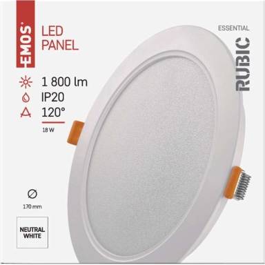 LED vestavné svítidlo RUBIC, kruhové, 18W neutrální bílá EMOS Lighting