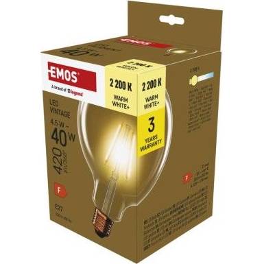 LED žárovka Vintage G125 / E27 / 4,5 W (40 W) / 420 lm / teplá bílá EMOS Lighting