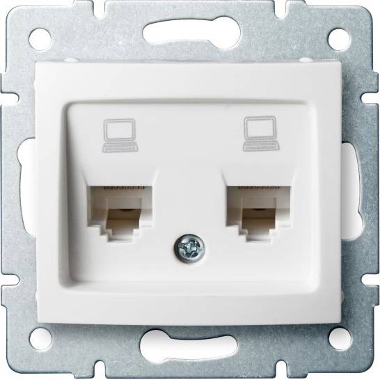 DOMO Dvojitá datová zásuvka , nezávislá (2xRJ45Cat 5e Jack) - bílá Kanlux