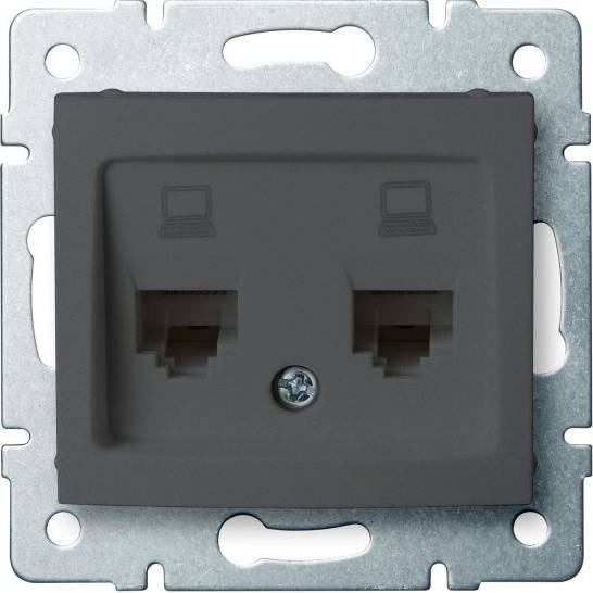 DOMO Dvojitá datová zásuvka , nezávislá (2xRJ45Cat 5e Jack) - grafit Kanlux