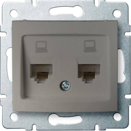 DOMO Dvojitá datová zásuvka , nezávislá (2xRJ45Cat 5e Jack) - šampaňská Kanlux