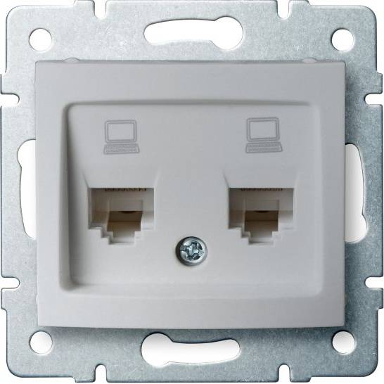 DOMO Dvojitá datová zásuvka , nezávislá (2xRJ45Cat 5e Jack) - stříbrná Kanlux