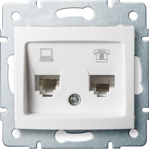 DOMO Zásuvka datová-telefónní, (RJ45Cat 5e+RJ11) - bílá Kanlux