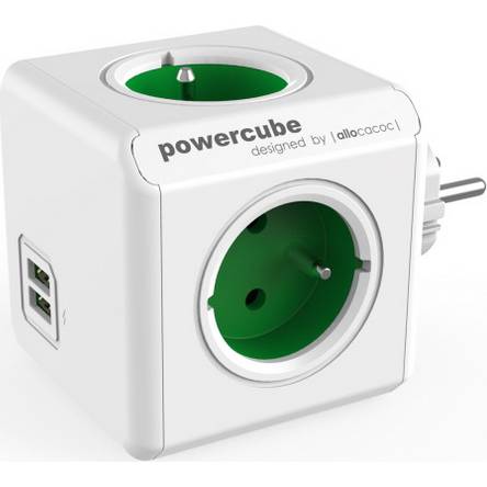 Napájecí kostka PowerCube zapojení přímo zásuvkou 230V USB /GREEN/