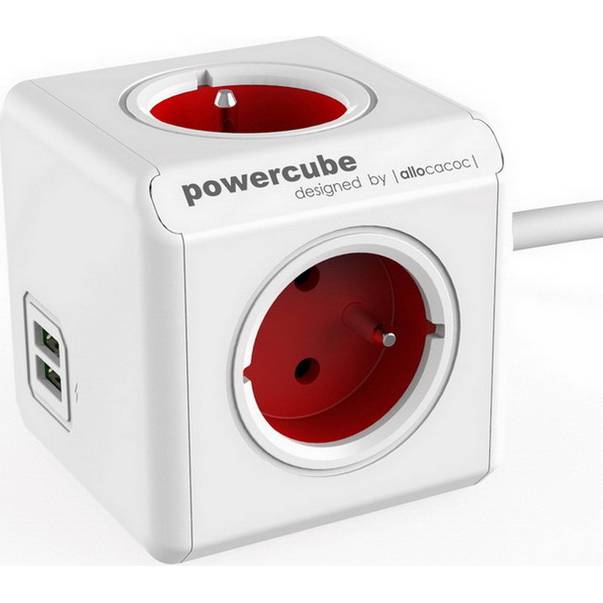 Napájecí kostka PowerCube zásuvka s prodlužovacím kabelem 1.5m na 230V USB /RED/