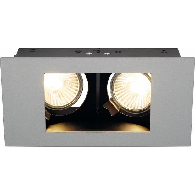 112434 INDI REC 2S Downlight 2xGU10 stříbrnošedá svítidlo zapustné stropní hranaté